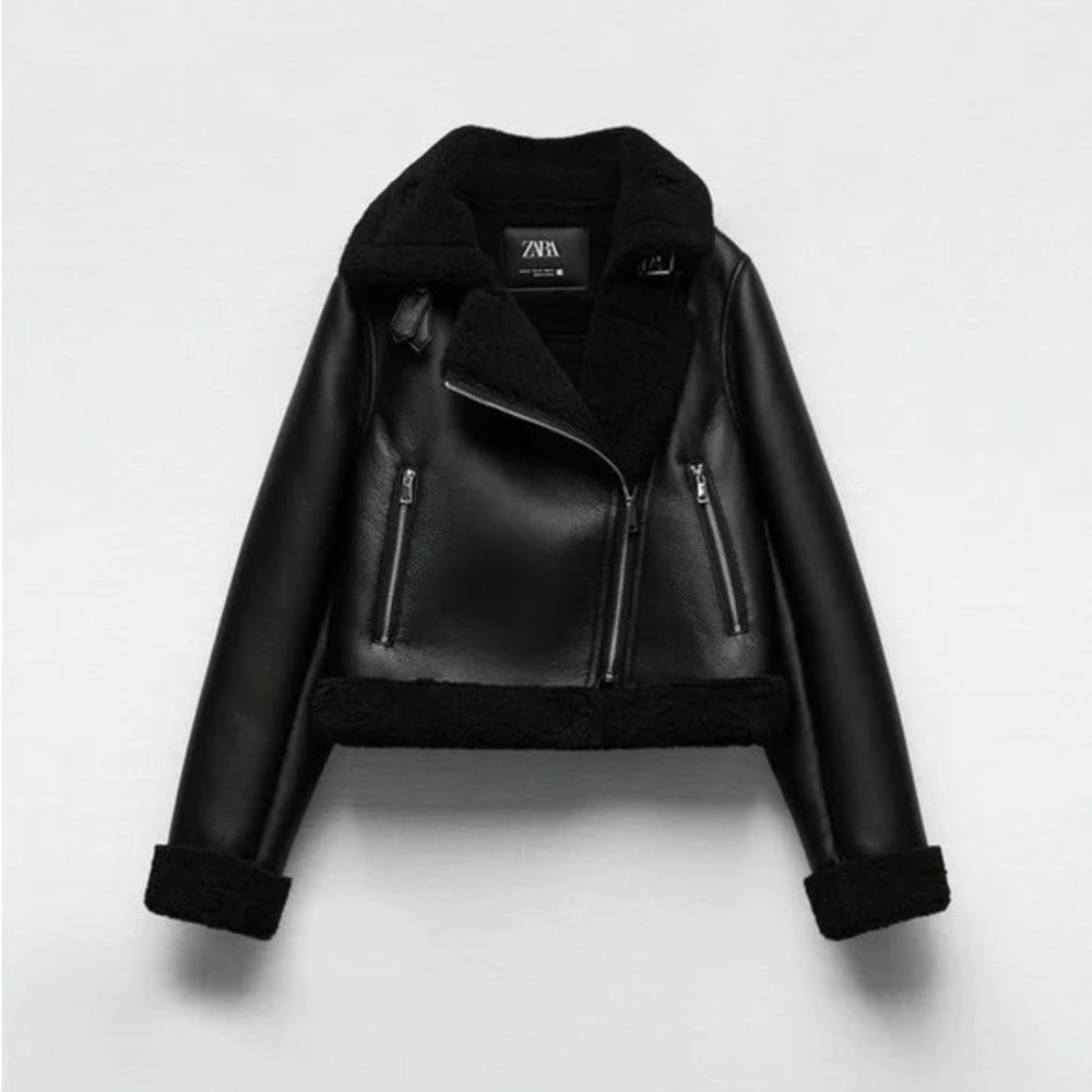ZARA DOUBLE FACED FAUX LEATHER JACKET